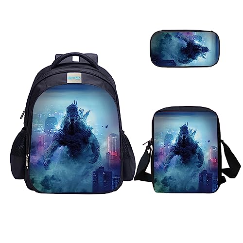 MATMO Monster Dinosaur Backpacks and Lunch Bag Set for Boys, Backpack Shoulder Bag Pencil Case (Monster Dinosaur Backpack Set 23-4) - Image 1