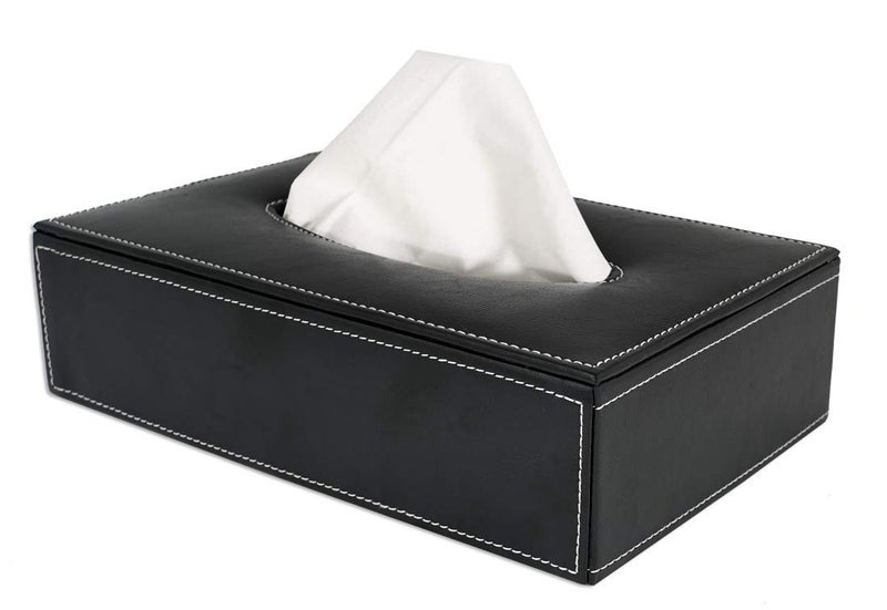 COI Black Tissue Box Holder Desk Office Home Table Organizer - Image 2