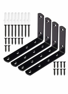 Y&D Stainless Steel Corner Code, 4 Pcs 5 x 3 Inch Right Angle Brackets Wall Support for Shelves Table Bookshelf Wood with Screws, Fixing Furniture Shelves, Cabinet, Bed (L Shaped)  - Image 1
