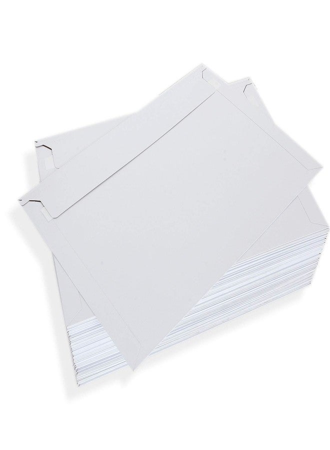 FengWu Feng 100 Pack 12.75 x 9 Inch Rigid Paperboard Mailers Stay Flat Photo Document Rigid Mailers Self-Seal Cardboard Envelopes White Chipboard Mailers - Image 1
