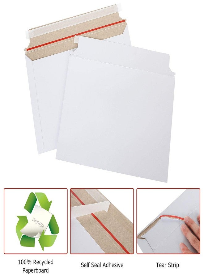 FengWu Feng 100 Pack 12.75 x 9 Inch Rigid Paperboard Mailers Stay Flat Photo Document Rigid Mailers Self-Seal Cardboard Envelopes White Chipboard Mailers - Image 4