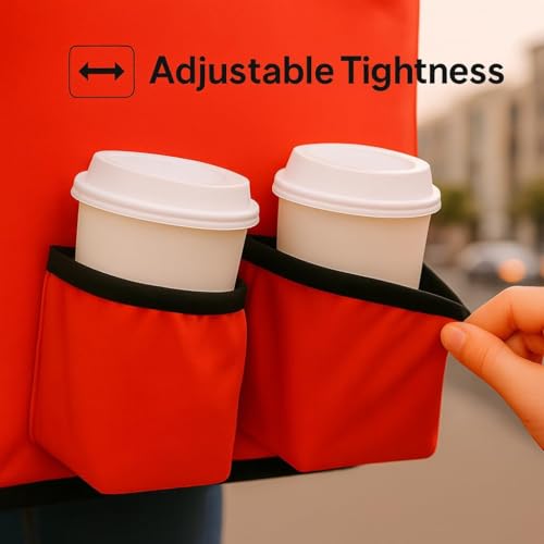 CIVJET Insulated Food Delivery Bag with 4 Cup Holder, XX-Large Insulated Grocery Bags with Zippered Top, Cooler Bags with Drink Carrier, Food Carrier Catering Bag, Commercial Food Warmer bag, Red - Image 5