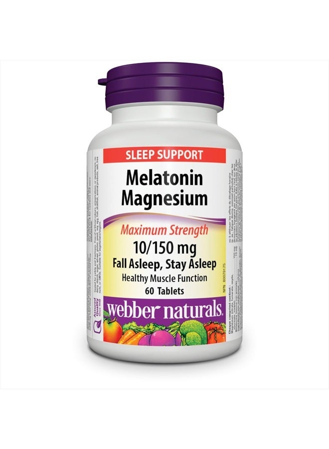Webber naturals Melatonin Magnesium 10/150 mg · Maximum Strength, 60 Tablets - Image 1