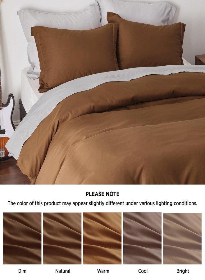 Bedsure Duvet Cover Queen Size - Soft Double Brushed Bedding Set for Kids & Adults, Zipper Closure, 3 Pieces, Includes 1 Duvet Cover (90"x90") & 2 Pillow Shams, NO Comforter, Brown - Image 5