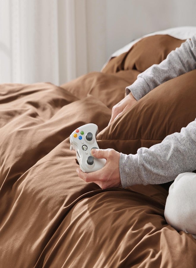 Bedsure Duvet Cover Queen Size - Soft Double Brushed Bedding Set for Kids & Adults, Zipper Closure, 3 Pieces, Includes 1 Duvet Cover (90"x90") & 2 Pillow Shams, NO Comforter, Brown - Image 4