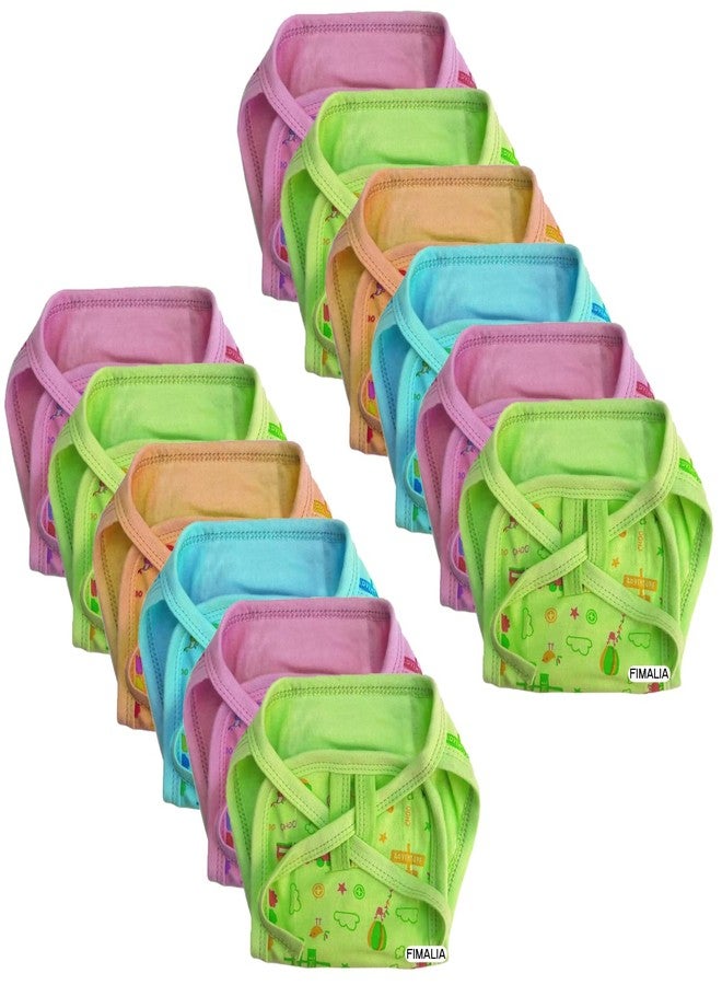 FIMALIA Newborn Baby Washable Reusable Hosiery Cotton Cloth Nappies/Cloth Diaper/Langot (0 to 6 Months) (Colors & Prints Vary) (Pack of 8, Printed) - Image 1