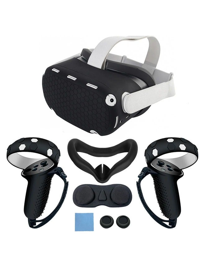 ملحقات الواقع الافتراضي / المعزز: غلاف سيليكون لجهاز Oculus Quest 2، يناسب سماعة الرأس Quest 2، يشمل حماية للسماعة، وسادات للعيون، ومقابض، معززات للواقع الافتراضي.