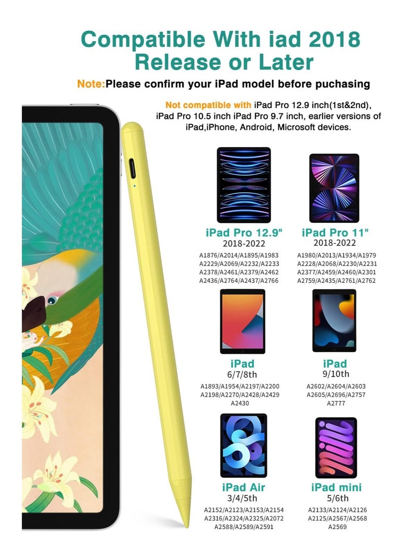 FARROBIZZ Stylus Pen for iPad with Fast Charging & Palm Rejection, iPad Pencil Compatible with Apple iPad 10/9/8/7/6th Gen, iPad Pro 11&12.9 (2018-2022),iPad Air 3-5th Gen, iPad Mini 5/6th Gen-Yellow  - Image 2