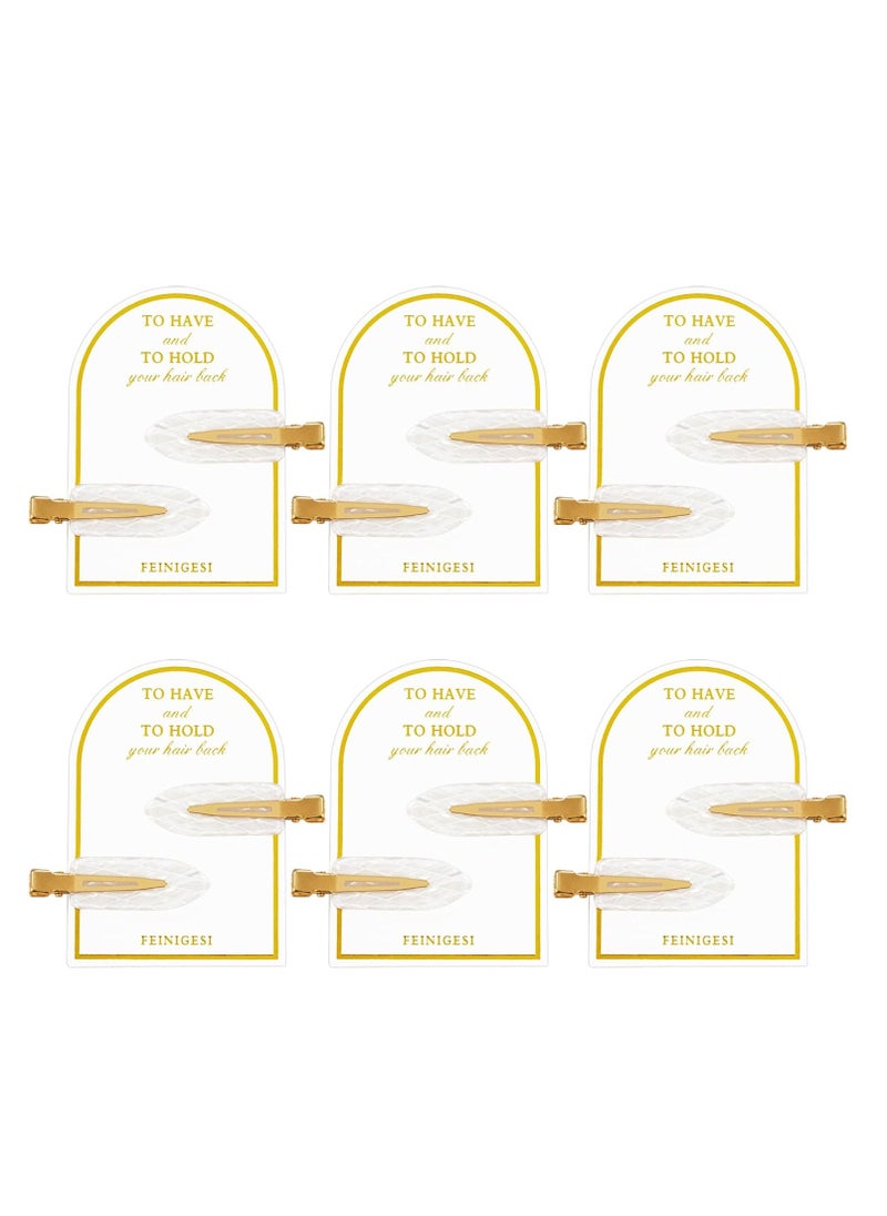 Fe 12PCS/6Cards No Bend Hair Clips Bridesmaid Creaseless Hair Clips Acrylic Resin Flat Clip Acetate Bridesmaid Hair Clips Hair Setting Clips for Bridesmaid Gift Proposal Box (White)  - Image 1