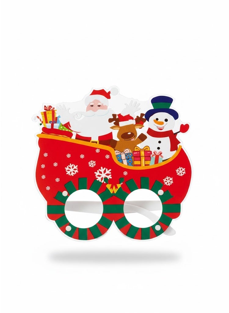 نظارة كريسماس عربة بابا نويل ورجل ثلج – أحمر * أخضر - Image 1