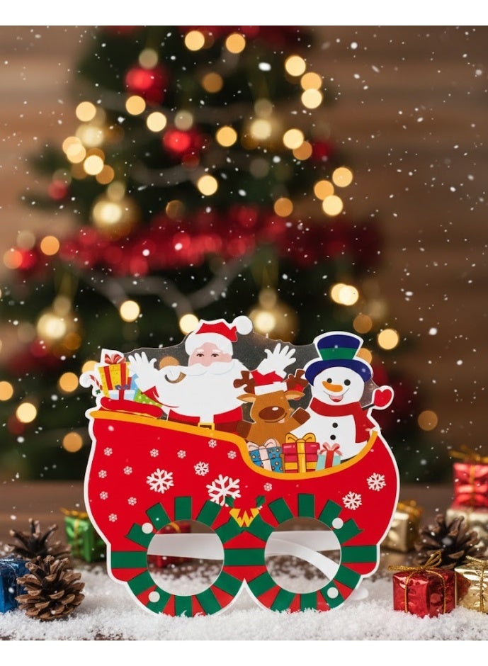 نظارة كريسماس عربة بابا نويل ورجل ثلج – أحمر * أخضر - Image 2