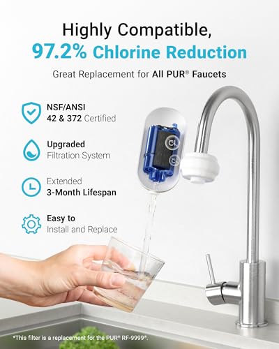 AquaCrest عبوة 2 من فلتر الصنبور البديل لجميع فلاتر PUR®Plus، استبدال فلتر PUR®، استبدال فلتر Pur® RF-9999®، معتمد من NSF 42، عمر طويل يصل إلى 600 جالون، AQUA CREST - Image 3