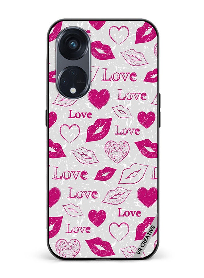VR CREATIVE Protective Case Cover For Oppo Reno8 T 5G Love And Lips Tags Design Multicolour - Image 1