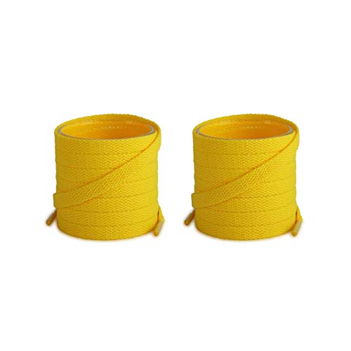 Lify 2 Pair Polyester Flat Shoe Laces for Athletic, Running - 5/16 Wide Shoelaces for Sneakers Shoes Boot Strings (150CM (59.05 Inch), Yellow) - Image 1
