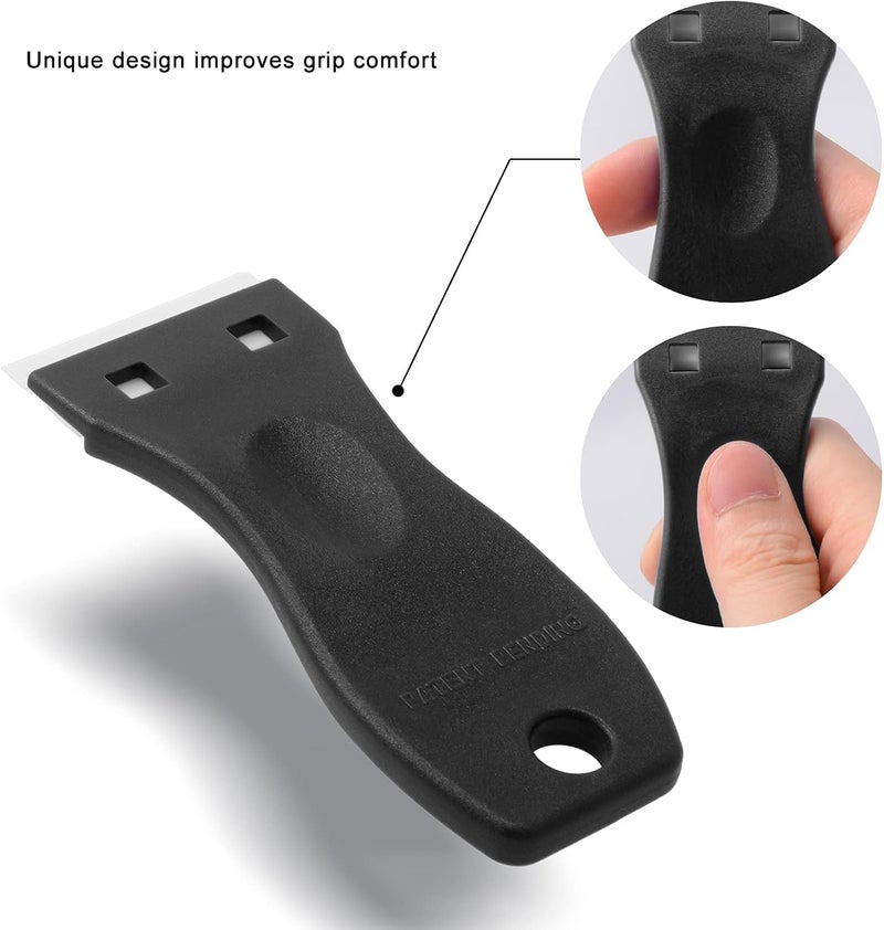 FOSHIO 2PCS Plastic Razor Blade Scraper Tool and 100PCS Plastic Blades for Gasket Remover, Sticker Remover, Labels Decal and Adhesive Remover for Windows and Glass (Dark Black) - Image 4