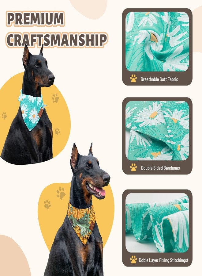 Charcy Bandanas 4 Pack, Fall Bandana for Boy Girl Dog Holiday Birthday, Adjustable Durable Scarf, Unique Design - Sunflower Large - Image 4