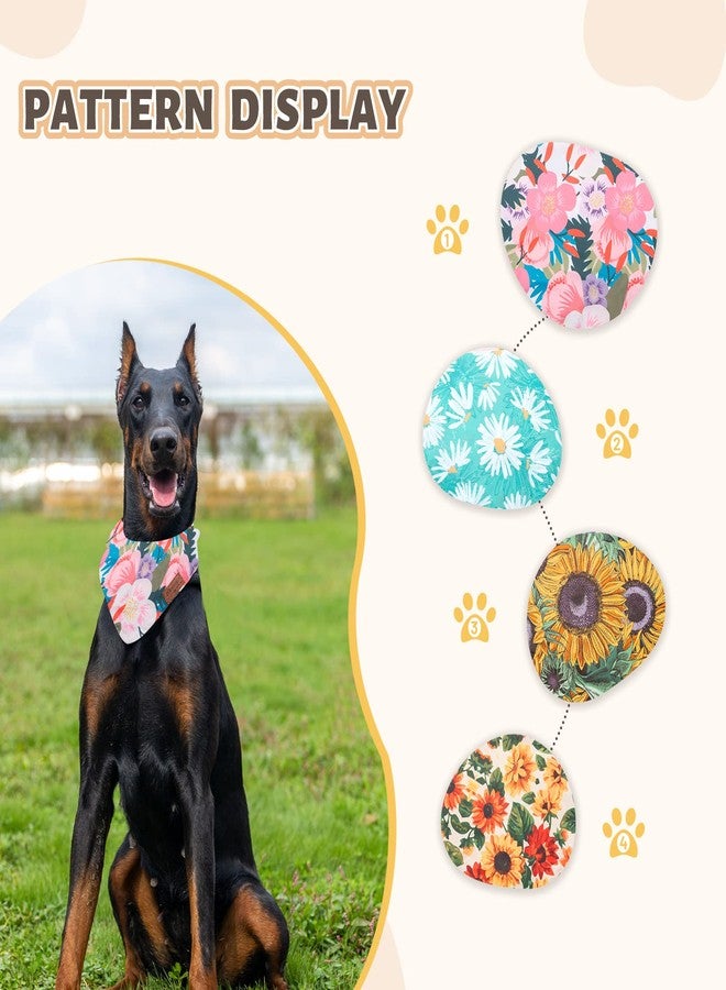Charcy Bandanas 4 Pack, Fall Bandana for Boy Girl Dog Holiday Birthday, Adjustable Durable Scarf, Unique Design - Sunflower Large - Image 2