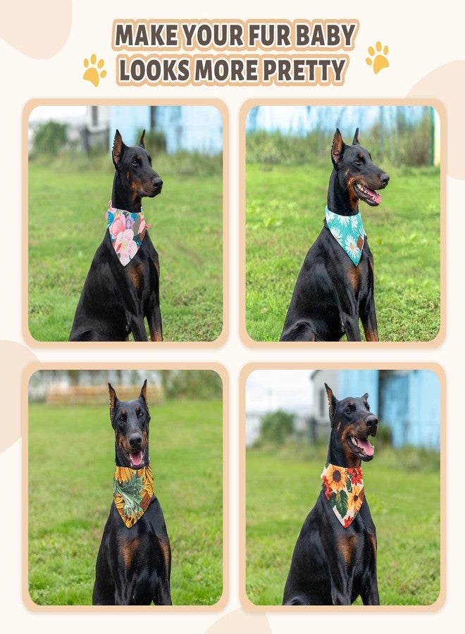 Charcy Bandanas 4 Pack, Fall Bandana for Boy Girl Dog Holiday Birthday, Adjustable Durable Scarf, Unique Design - Sunflower Large - Image 3
