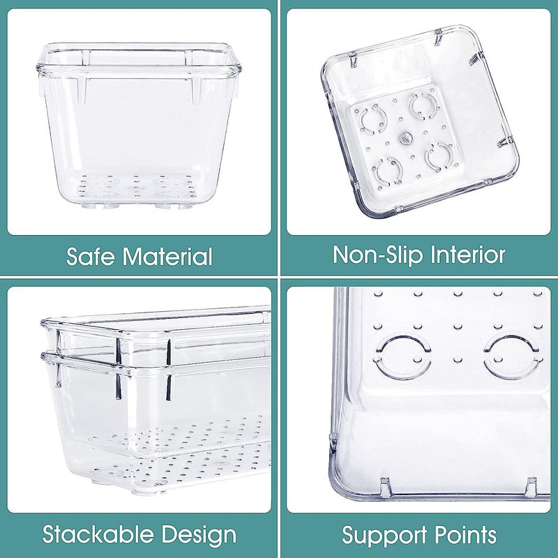 Foscadit 13 PCS Clear Plastic Drawer Organizer Set 5 Sizes Office Desk Drawer Divider Organizers and Storage Bins for Makeup Jewelry Gadgets for Kitchen Bedroom Bathroom Office - Image 3