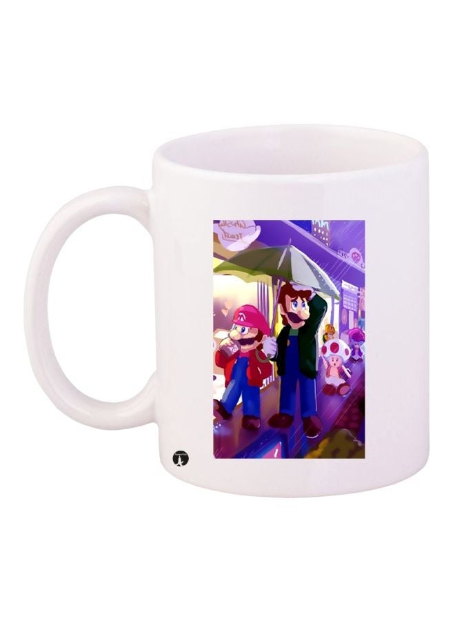 RYN Mario Printed Coffee Mug White/Purple/Red 11ounce