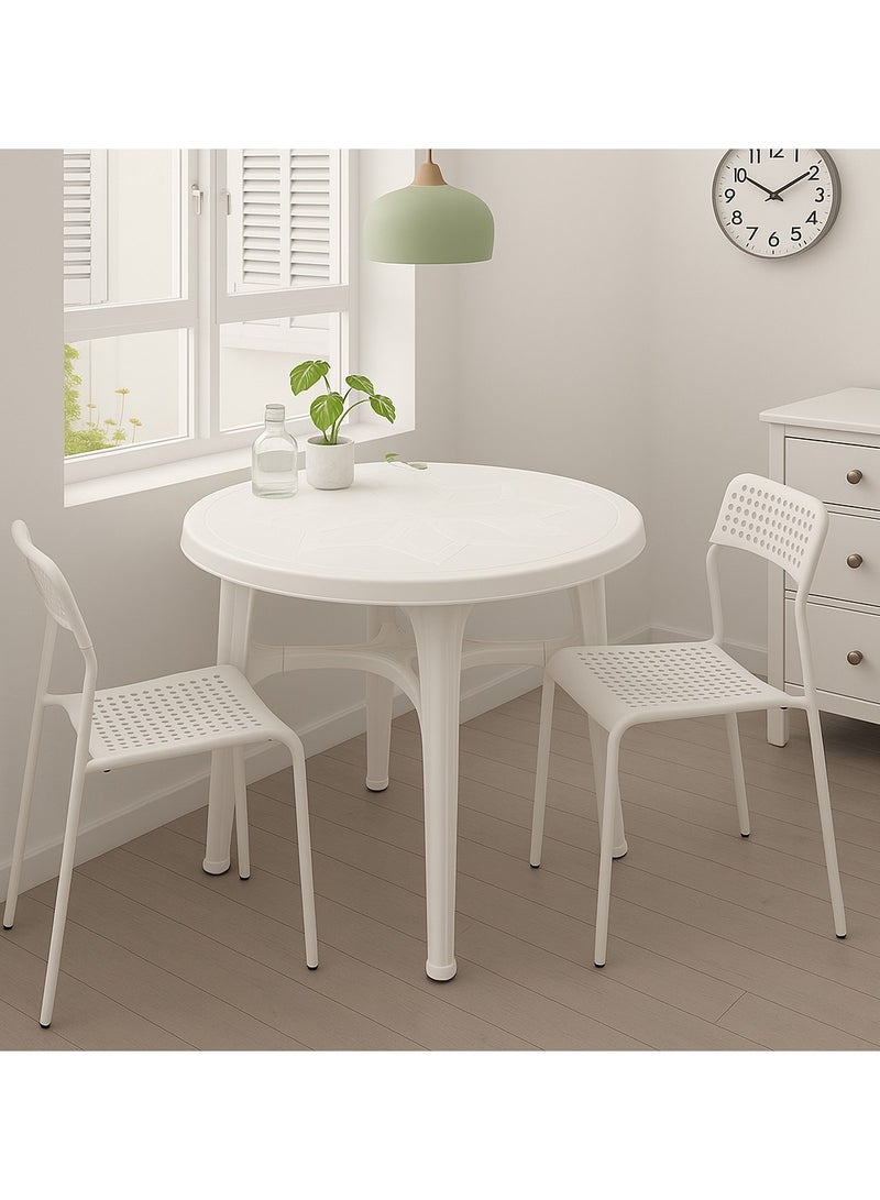 ALMUFARREJ Round Dining Table in White – 80 cm