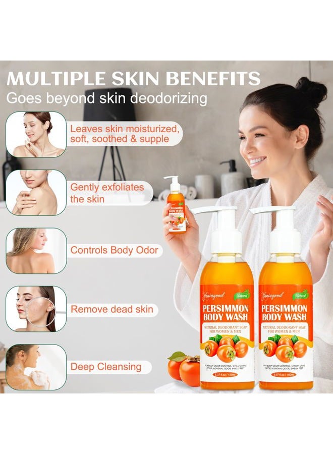 yoniagood 2 PCS Persimmon Body Wash for Strong Odor Control, Natural Persimmon Soap Bar Old People Smell Remover, Smelly Feet Deodorant Body Odor Eliminator, Body Wash Gel for Women & Men - Image 3