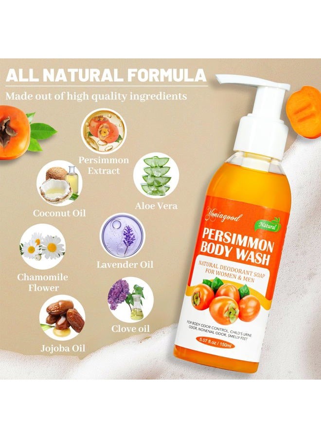 yoniagood 2 PCS Persimmon Body Wash for Strong Odor Control, Natural Persimmon Soap Bar Old People Smell Remover, Smelly Feet Deodorant Body Odor Eliminator, Body Wash Gel for Women & Men - Image 2