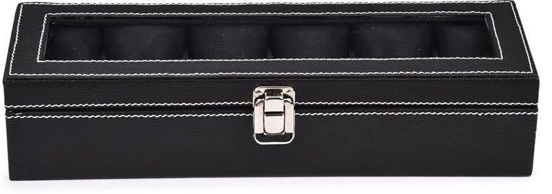 STORESHINE Men's and Women's Leatherette Watch organizer holder Case for 6 Watches in Black and Black Color, Removable Watch Pillows, Watch Box Holder, Gift for Loved Ones - Image 3