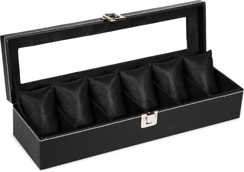 STORESHINE Men's and Women's Leatherette Watch organizer holder Case for 6 Watches in Black and Black Color, Removable Watch Pillows, Watch Box Holder, Gift for Loved Ones - Image 4