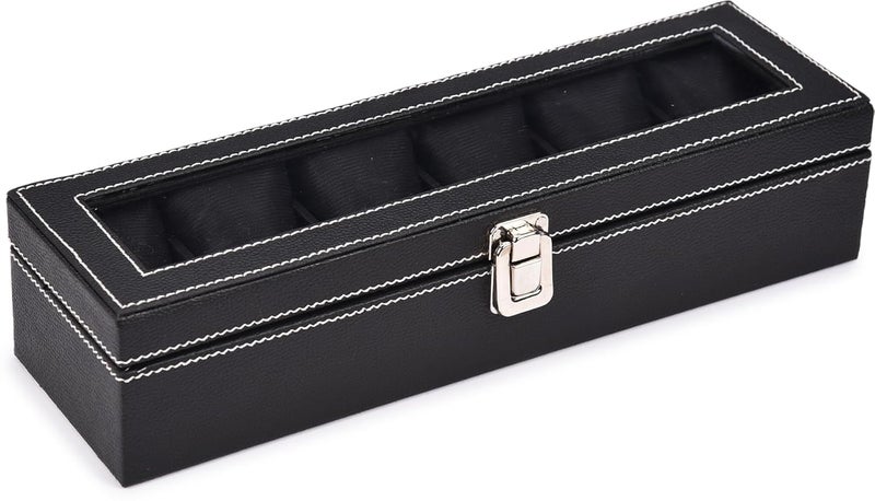 STORESHINE Men's and Women's Leatherette Watch organizer holder Case for 6 Watches in Black and Black Color, Removable Watch Pillows, Watch Box Holder, Gift for Loved Ones - Image 2
