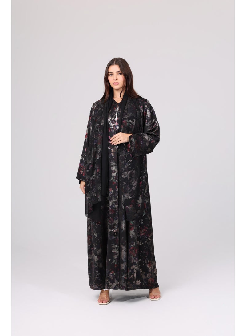 IKKXA Floral Design Pattern Abaya ABY1067 - Image 1