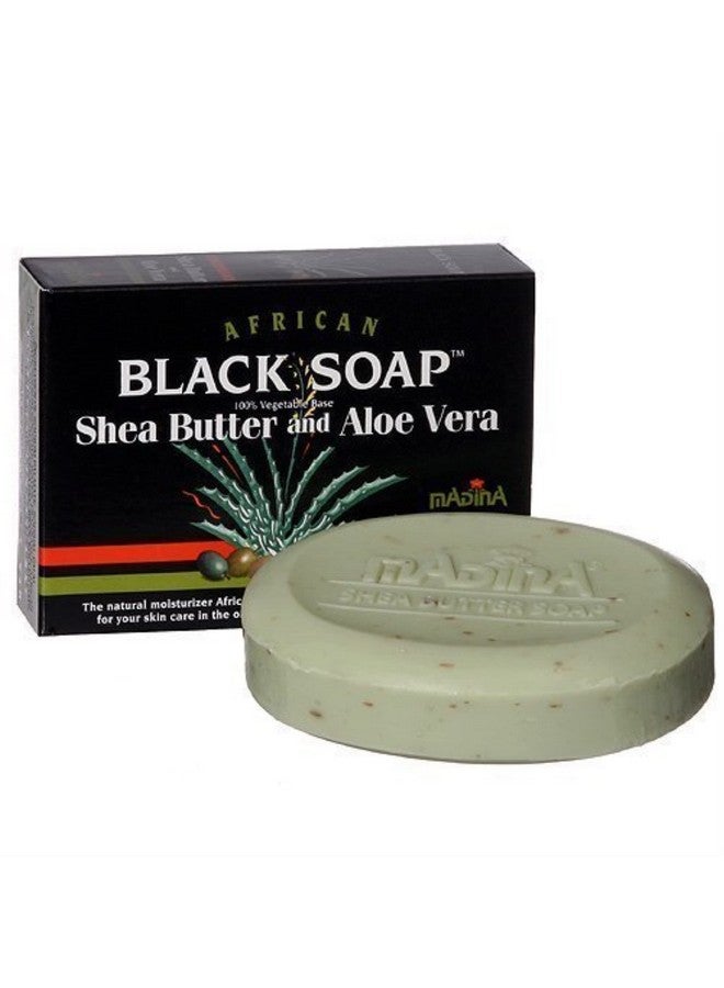 Madina African Black Soap With Shea Butter & Aloe Vera By Madina 100% Vegetable Base 3.5 Oz (3 Bars)... Iwgl - Image 1