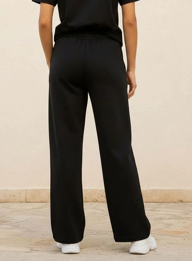 Kappa BLACK Kappa Women Elasticated Waist Wide Leg Pants for Women | Best Price UAE