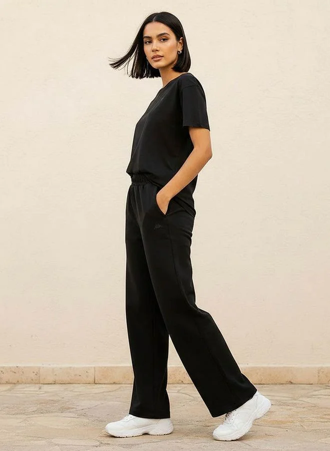 Kappa BLACK Kappa Women Elasticated Waist Wide Leg Pants for Women | Best Price UAE