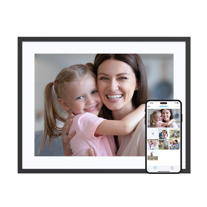 Dragon Touch Digital Picture Frame 167 inch 43 Touch Screen Large Digital Photo Frame Display 32GB Storage AutoRotate Easy Setup to Share Photos or Videos via Vphoto APP Wall Mountable