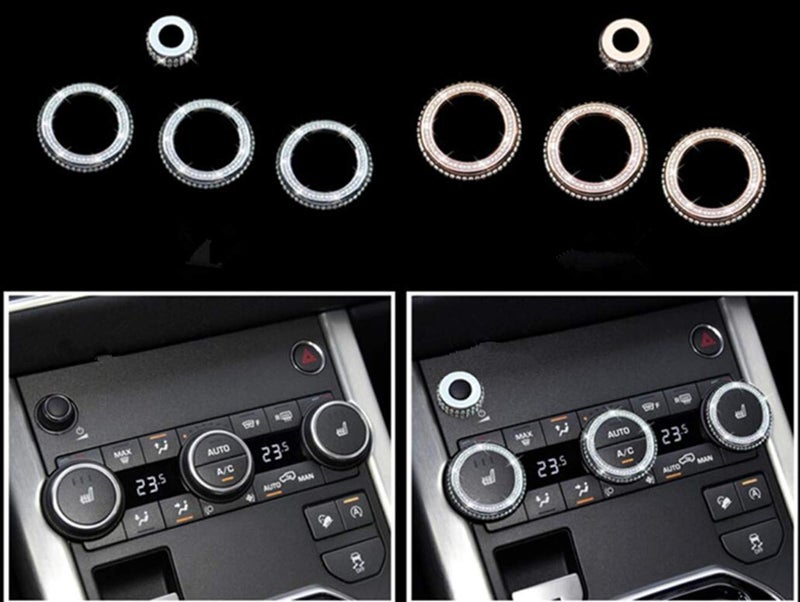 NIUHURU AC Knob Cover Bling Accessories Car Interior Rhinestone Decals 4pcs Compatible with Range Rover Evoque 2013-2019 (Silver) - Image 4