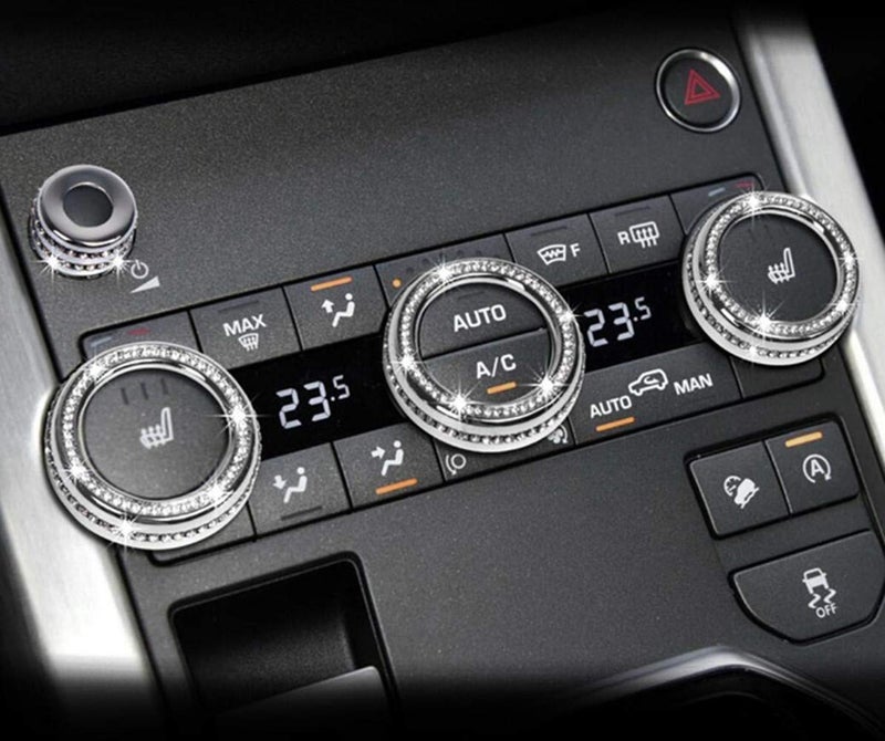 NIUHURU AC Knob Cover Bling Accessories Car Interior Rhinestone Decals 4pcs Compatible with Range Rover Evoque 2013-2019 (Silver) - Image 2