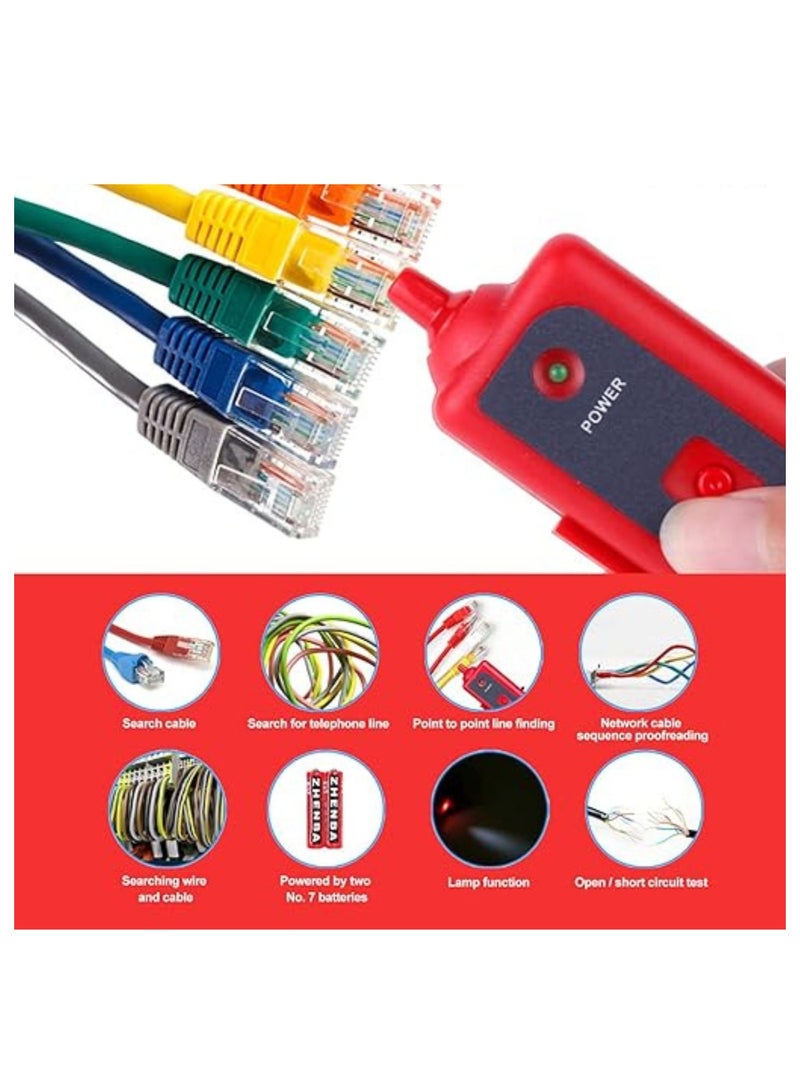 Terabyte Line Finder,Telephone Wire Tracker,LAN Network Cable Detector Tracker Multifunctional Anti-Interference For RJ11 RJ45 Cat5 Cat6 (Red) - Image 4