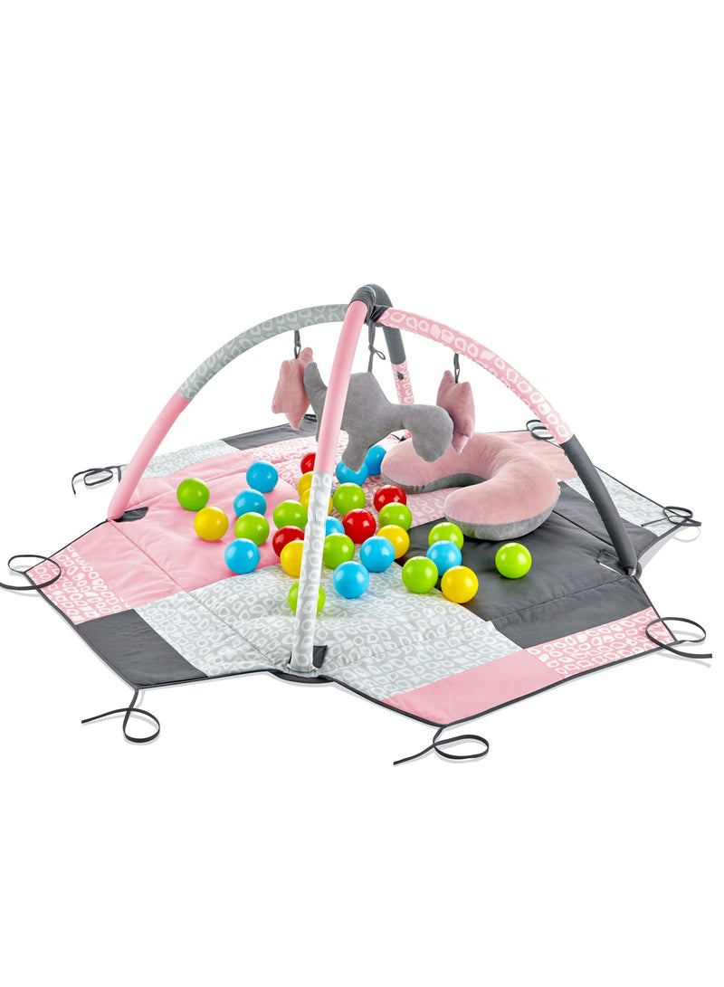 BabyJem Babyjem 3 in 1 Playmat with Colorful Toys and Balls - Soft and Breathable, Improves Fine Motor Skills, Portable and Easy to Wash - 0-6 Months  - Image 3