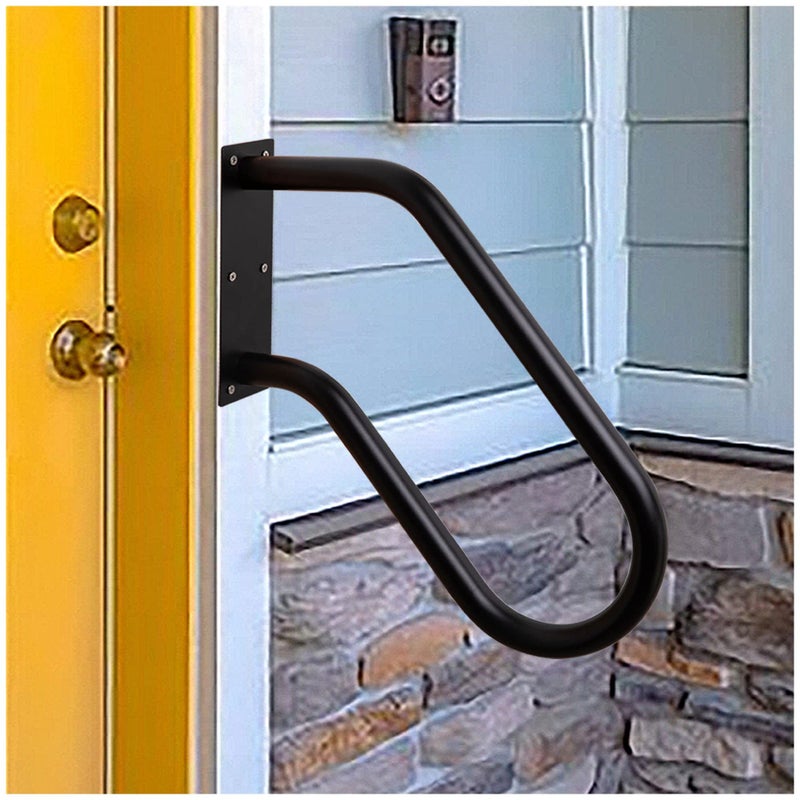 SDNBHT Handrail for Outdoor Steps 185 Safety Grab Bar for Stairs 304SS Wall Mounted Stair Railing U Shaped Handrail 125 Tube Hand Railing for Garage Entry Steps Stair Interior or Exterior Stairway