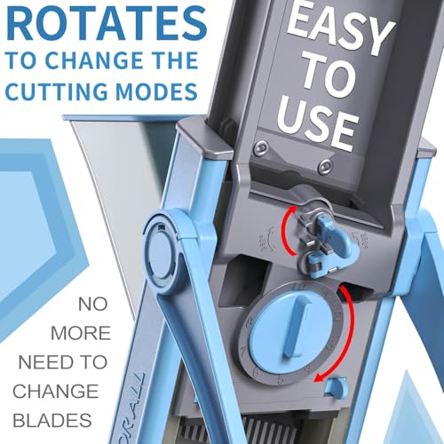 ONCE FOR ALL Upgrade Safe Mandoline Slicer Plus, Biger Size, Adjustable Vegetable Food Chopper Potato Fries Cutter, Detachable Blade, Kitchen Chopping Artifact, Gift (SkyBlue) - Image 4