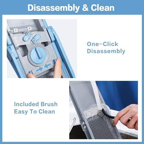 ONCE FOR ALL Upgrade Safe Mandoline Slicer Plus, Biger Size, Adjustable Vegetable Food Chopper Potato Fries Cutter, Detachable Blade, Kitchen Chopping Artifact, Gift (SkyBlue) - Image 5