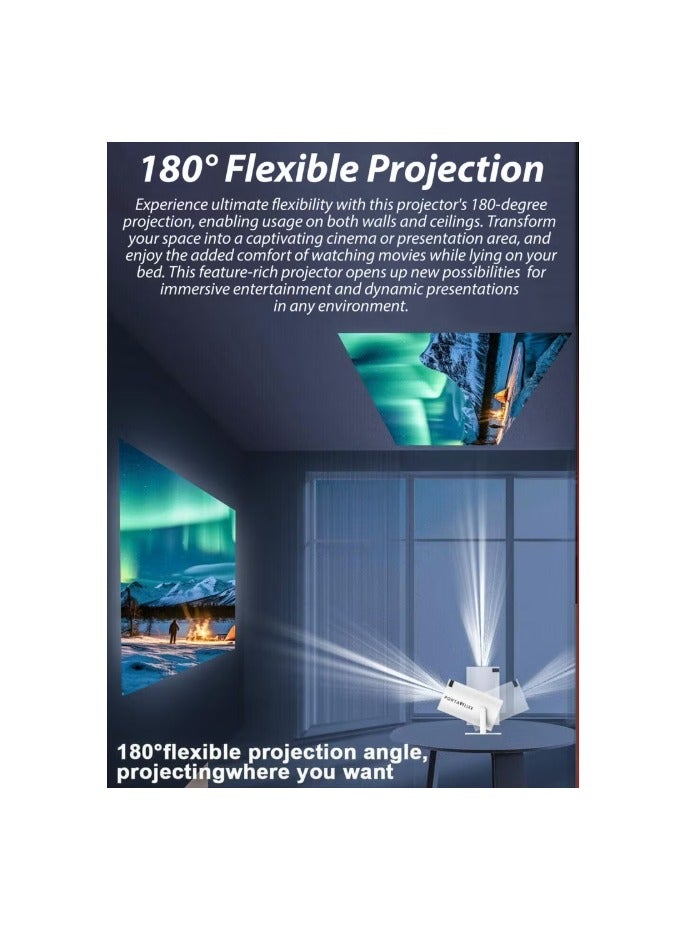 120ANSI Lumens HD Smart Projector Android 11 Portable Mini Cinema 130 Inches Screen Display Lamp 4K Home Movie Theater Gaming Video Presentations 180 Degree Rotating Screen Mobile Phone Projection - Image 2