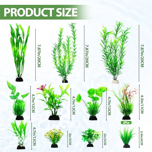 CousDUoBe 12pcs Fish Tank Accessories Aquarium Decorations Green Plants Green Fish Tanks Decoration Plants Fish Tank Decor Aquarium Decor Plastic Plants - Image 3