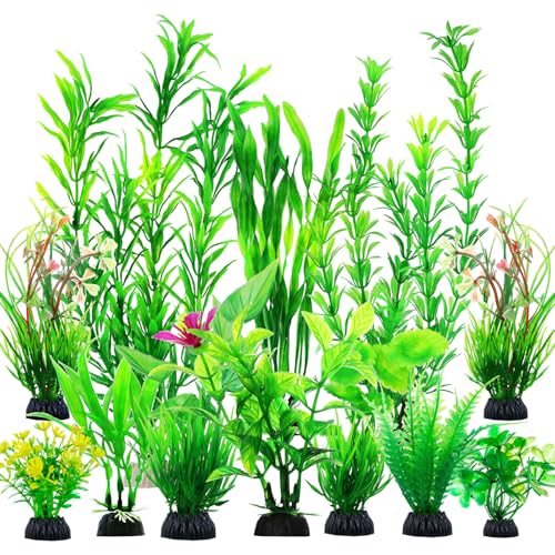 CousDUoBe 12pcs Fish Tank Accessories Aquarium Decorations Green Plants Green Fish Tanks Decoration Plants Fish Tank Decor Aquarium Decor Plastic Plants - Image 1