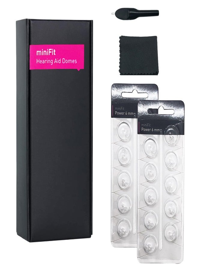 Anico MiniFit Power Domes 6mm/ 8mm/ 10mm/ 12mm for Oticon RITE Hearing Aids with Cleaning Brush Tools Kit (6MM) - Image 1