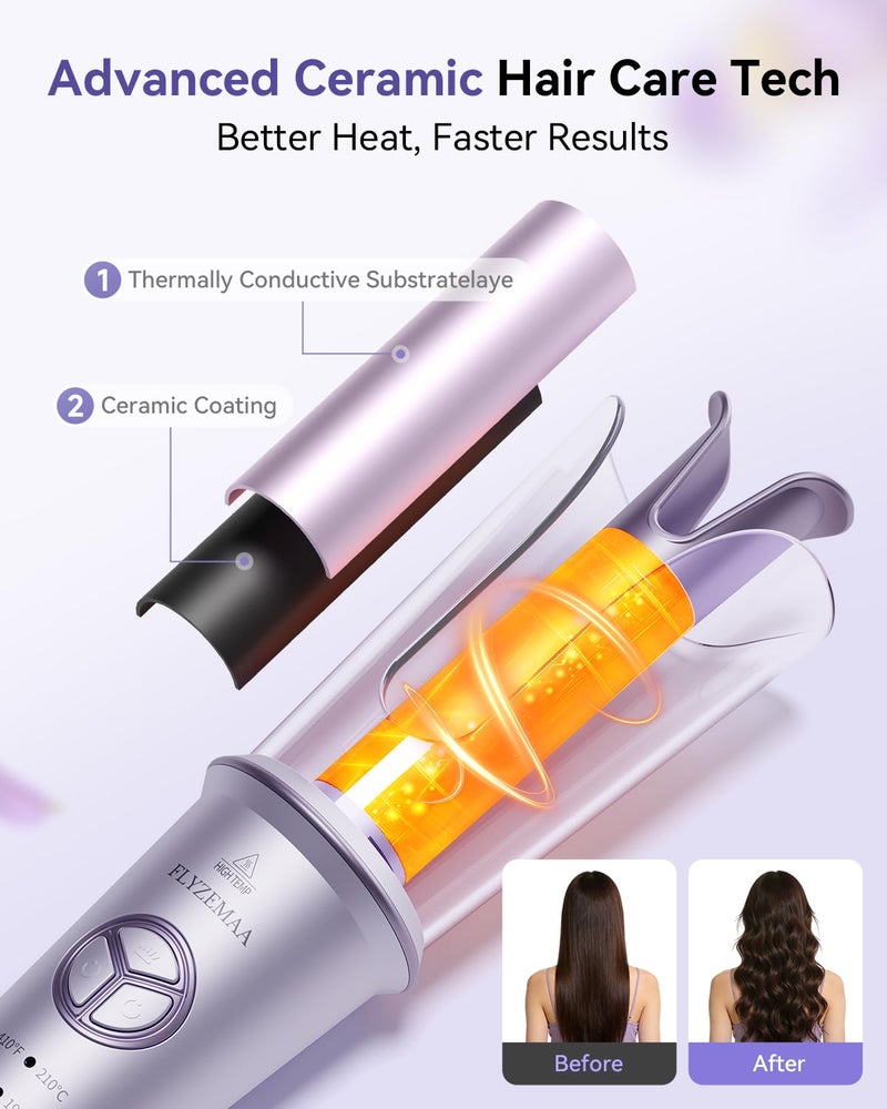 FLYZEMAA Automatic Rotating Curling Iron 1 Inch Curling Wand with 4 Temperature,Portable Hair Curlers for Travel,Anti-Scald,Anti-Tangle Barrel Curling Irons - Image 5