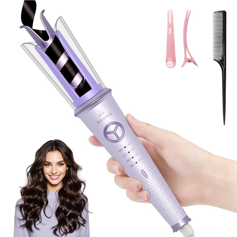 FLYZEMAA Automatic Rotating Curling Iron 1 Inch Curling Wand with 4 Temperature,Portable Hair Curlers for Travel,Anti-Scald,Anti-Tangle Barrel Curling Irons - Image 1