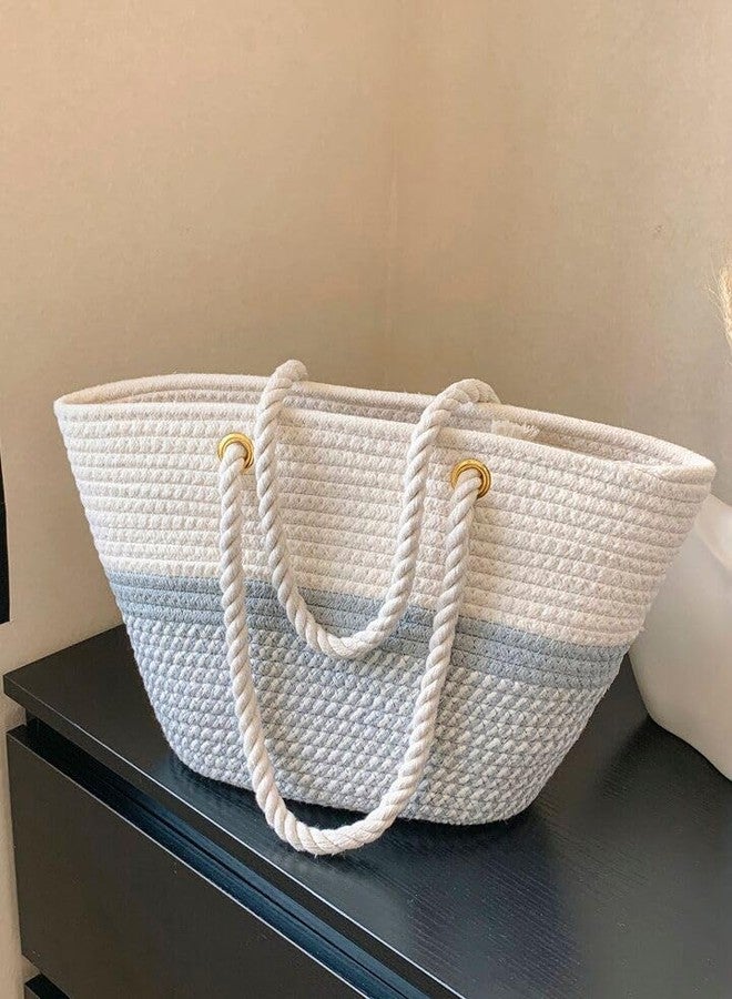 GHATIN women stylish pure cotton boho fancy handbags tote bag trendy shoulder purse for ladies/girls college, office, shopping, travel gift (Grey) - Image 5