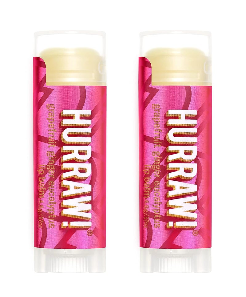 Hurraw Grapefruit Ginger Eucalyptus Kapha Lip Balm 2 Pack Organic Certified Vegan Cruelty and Gluten Free NonGMO 100 Natural Ingredients Bee Shea Soy and Palm Free Made in USA